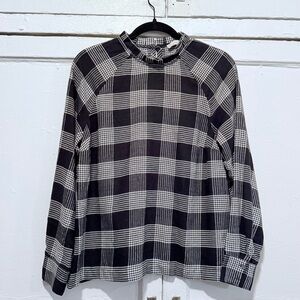 LOFT flannel ruffle collar shirt